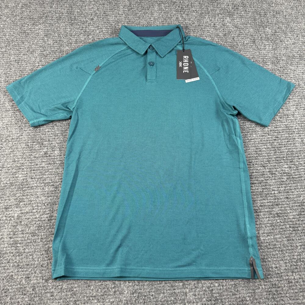 Rhone Polo Shirt Mens Small Deep Teal Delta Pique Golf Performance Stretch New